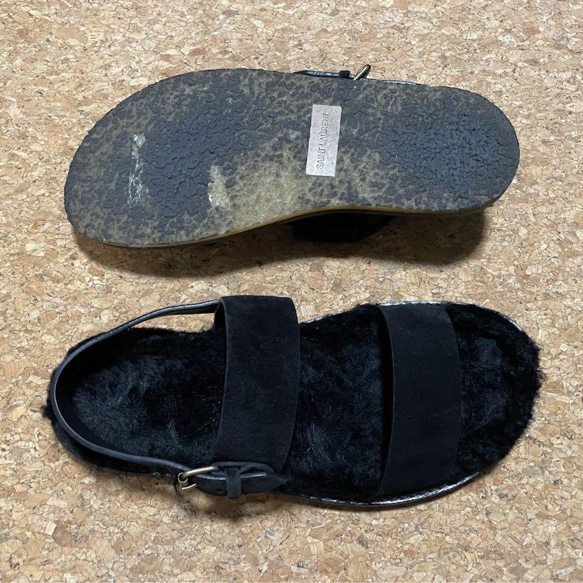 Size 35.5 Saint Laurent Shearling Sandals